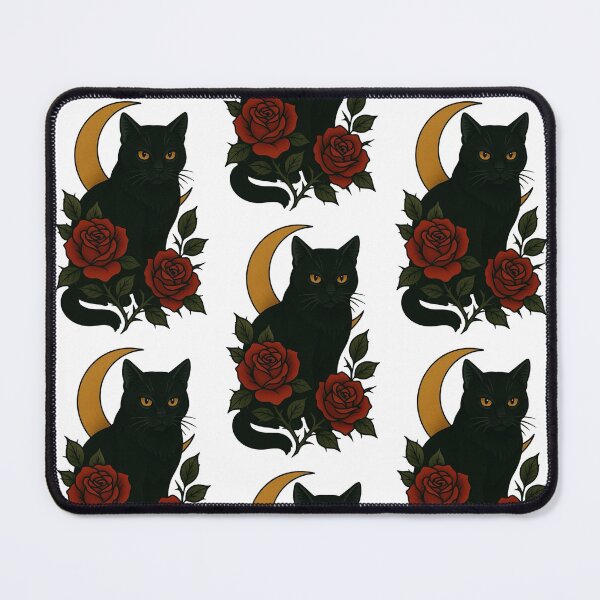 Item preview, My Black Cat Named Taboo Crescent Moon & Roses designed and sold by 2CRE8IVE4925.
