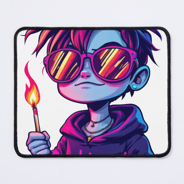 Item preview, A cartoon boy with sunglasses holding a lit candle and a stick designed and sold by cafegrafis.