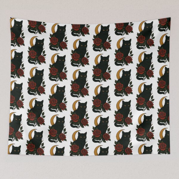 Item preview, My Black Cat Named Taboo Crescent Moon & Roses designed and sold by 2CRE8IVE4925.