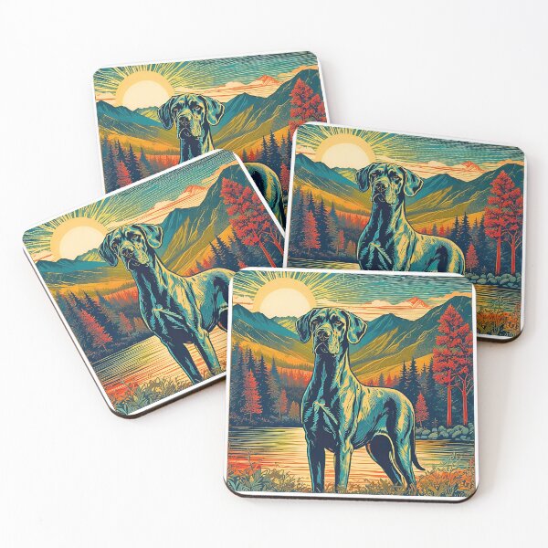 Item preview, Atardecer retro de gran danés | Arte vintage de perro de montaña para amantes del gran danés designed and sold by Fredster1966.