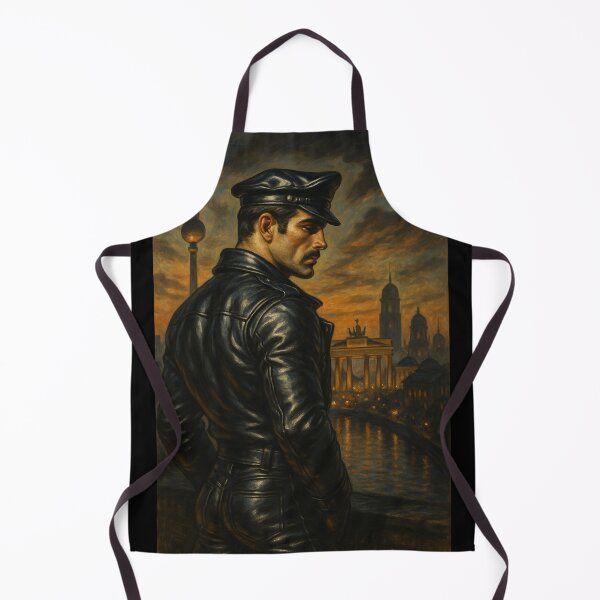 Item preview, 1950s Vintage Gay Leather Daddy Berlin Skyline Cityscape Sunset Tom of Finland Tribute Graphic Design designed and sold by ItsAKinkThing.