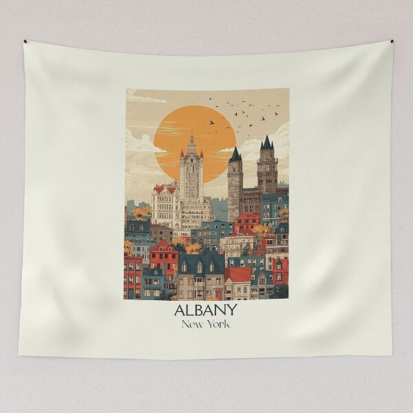 Item preview, Albany New York Vintage Travel Poster | Upstate NY Art designed and sold by TuncGK.
