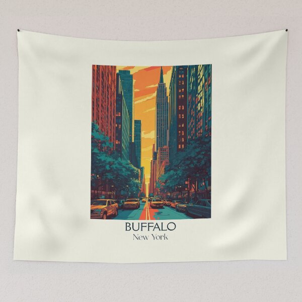 Item preview, Buffalo New York Retro Poster | Cityscape Wall Art designed and sold by TuncGK.
