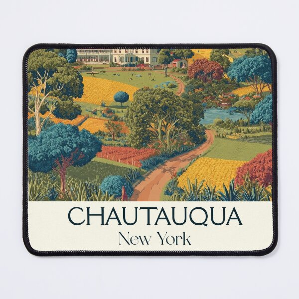 Item preview, Chautauqua New York Vintage Poster | Lake Town Art designed and sold by TuncGK.