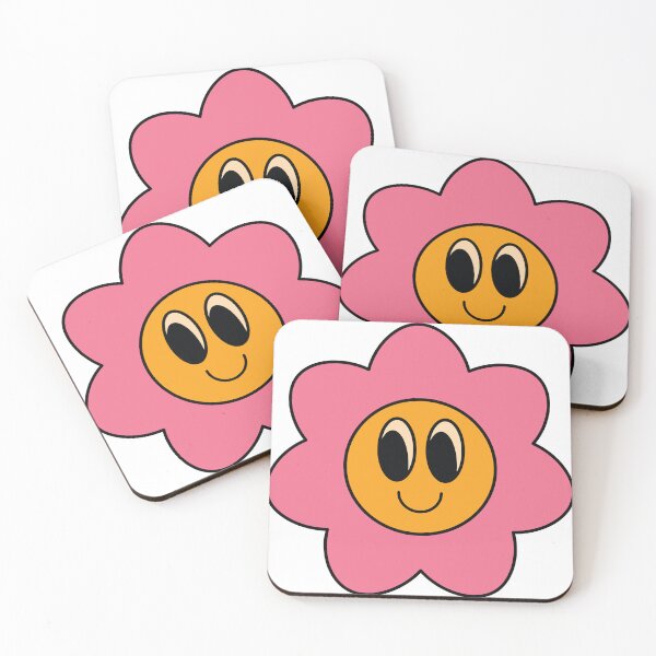 Aperçu de l'œuvre Joyeuse marguerite rose – Joli visage de fleur rétro kawaii créée et vendue par goodsunday28.
