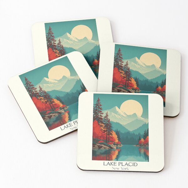 Item preview, Lake Placid New York Retro Poster | Adirondack Mountains designed and sold by TuncGK.