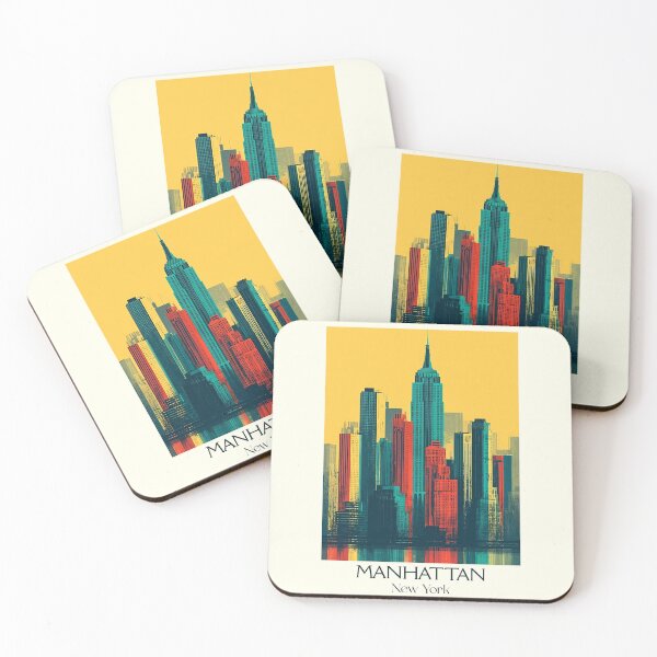 Item preview, Manhattan New York Retro Poster | NYC Skyline Art designed and sold by TuncGK.