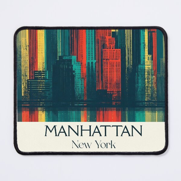 Item preview, Manhattan New York Retro Poster | NYC Skyline Art designed and sold by TuncGK.