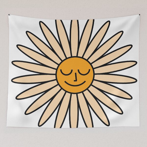 Item preview, Peaceful Daisy – Retro Minimal Smiling Flower Face designed and sold by goodsunday28.