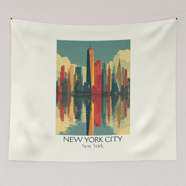 Item preview, New York City Vintage Poster | Lower Manhattan Skyline designed and sold by TuncGK.