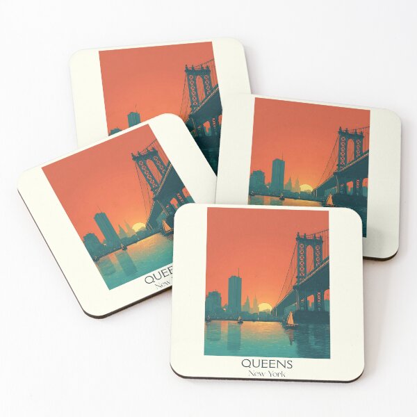 Item preview, Queens New York Retro Poster | NYC Borough Bridge Art designed and sold by TuncGK.