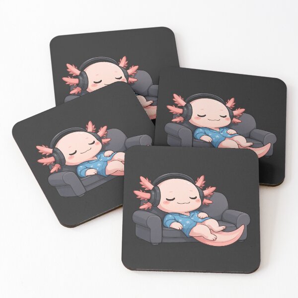 Item preview, Lazy Axolotl in Pajamas with Headphones – Cute Chibi Relaxation Vibes designed and sold by ColorSplash123.