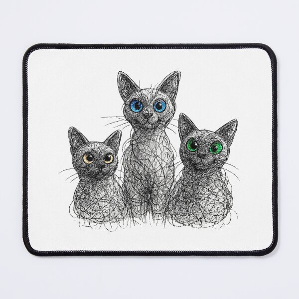 Item preview, Three Burmese Cats – Scribble Line Art with Colourful Eyes designed and sold by Michael van der Hoorn.