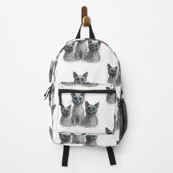 Item preview, Three Burmese Cats – Scribble Line Art with Colourful Eyes designed and sold by Michael van der Hoorn.