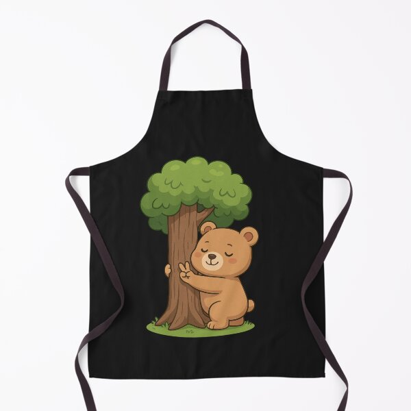Item preview, Tree Hugger Bear – Cute Chibi Bear Hugging Tree with Peace Sign designed and sold by ColorSplash123.