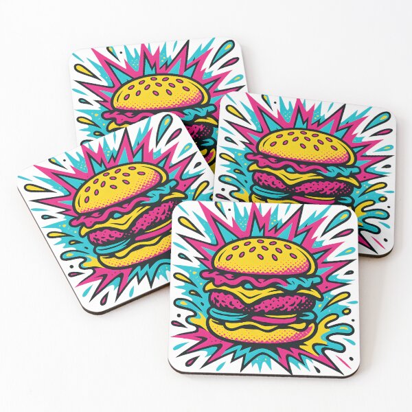Item preview, Explosive Pop Art Hamburger - Vibrant Foodie designed and sold by PufftailStudio.