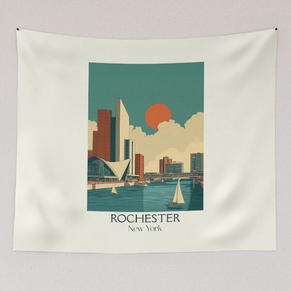 Item preview, Rochester New York Vintage Poster | Flower City Art designed and sold by TuncGK.
