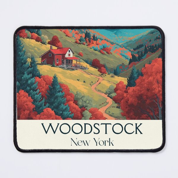 Item preview, Woodstock New York Retro Poster | Catskills Mountain Art designed and sold by TuncGK.