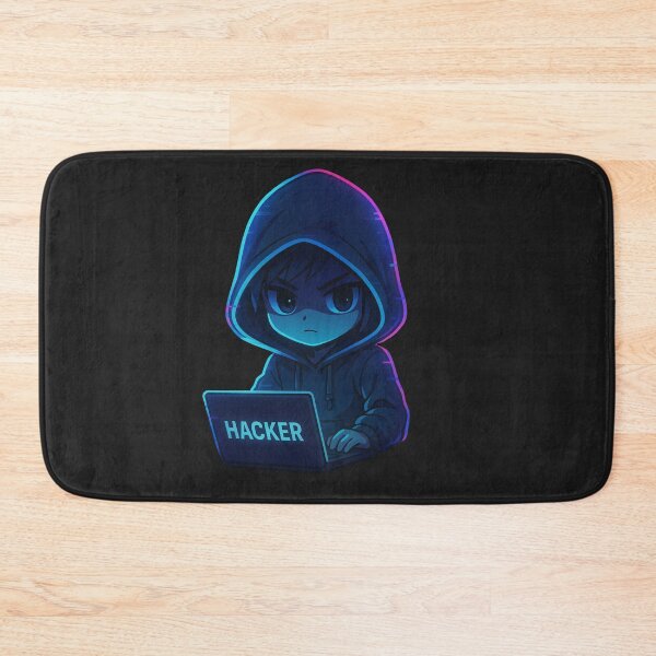Item preview, Chibi Hacker in Hoodie – Glitch Aura Neon Cyberpunk Style designed and sold by ColorSplash123.