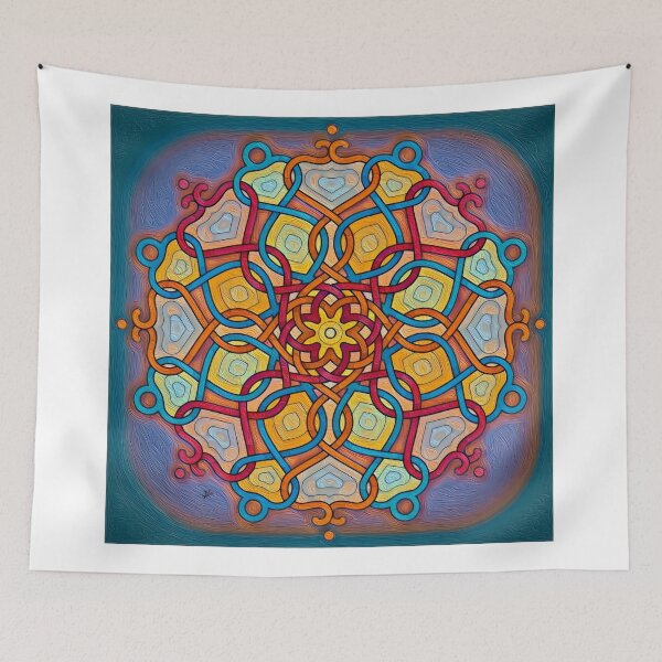 Item preview, Symmetrical Curved Mandala - Blue designed and sold by Anas Arts.