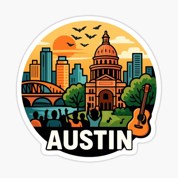Item preview, Austin, Texas - Music City Skyline with Guitars & Texas Vibes designed and sold by FineArtsPro.