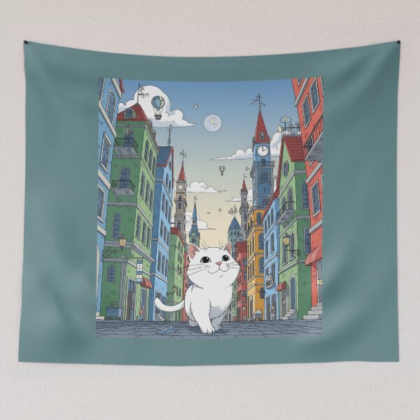 Item preview, Cat's whimsical city adventure designed and sold by terasefat.