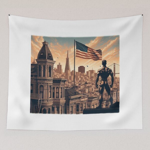 Item preview, 1940s San Francisco Gay Leather Skyline Queer Cityscape Urban Kink Gay Pride Graphic Design designed and sold by ItsAKinkThing.