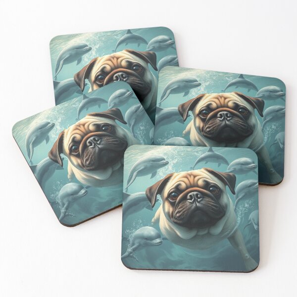 Item preview, Pug & dolphins  designed and sold by netz28.