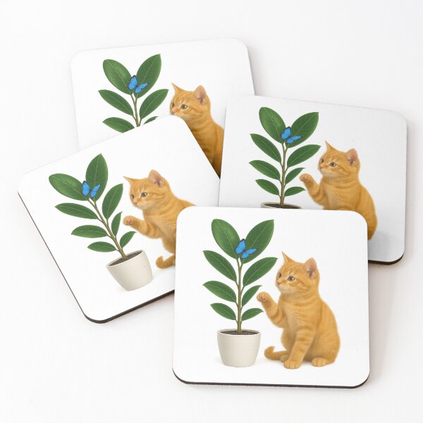 Item preview, Orange Kitten Reaching for a Butterfly designed and sold by MindspacePrints.