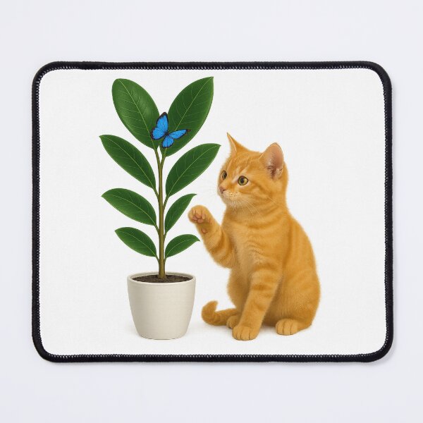 Item preview, Orange Kitten Reaching for a Butterfly designed and sold by MindspacePrints.