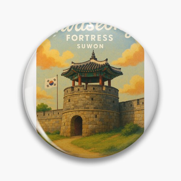 Item preview, Hwaseong Fortress with Korean Flag, Suwon designed and sold by Places On Earth.