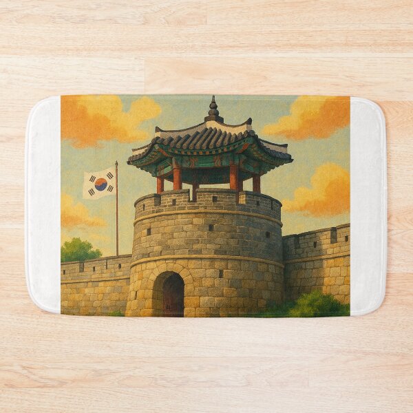 Item preview, Hwaseong Fortress with Korean Flag, Suwon designed and sold by Places On Earth.