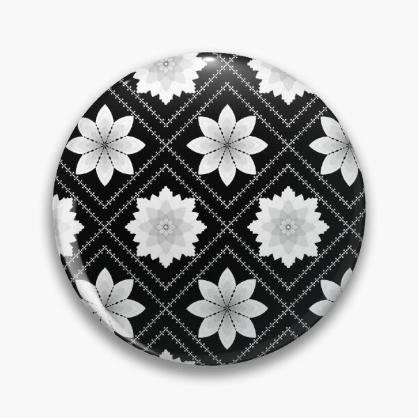 Item preview, Monochrome Pixel Floral Pattern designed and sold by Khwanchai.