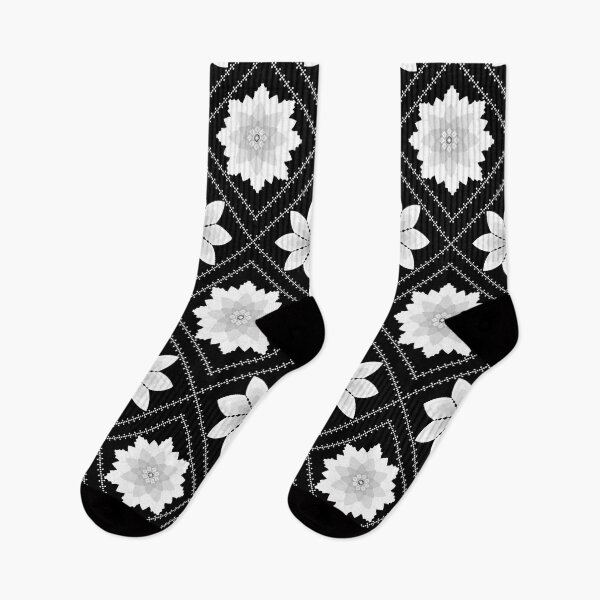 Item preview, Monochrome Pixel Floral Pattern designed and sold by Khwanchai.