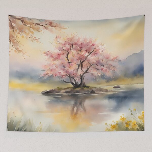 Item preview, Cherry Tree on Island in River designed and sold by CalmnessbyChoice.