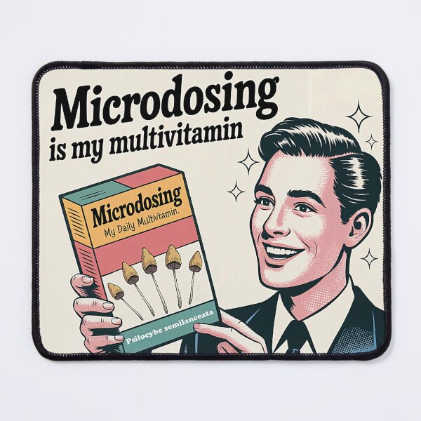 Item preview, Microdosing Is My Multivitamin – Vintage Mushroom Poster designed and sold by WykroMerch.