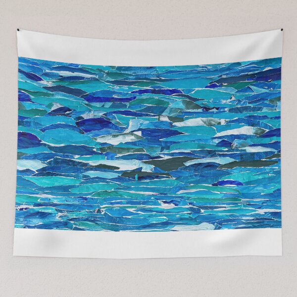Item preview, Large Ocean-Sky Collage with Recycled Paper designed and sold by vmrshnkvart.