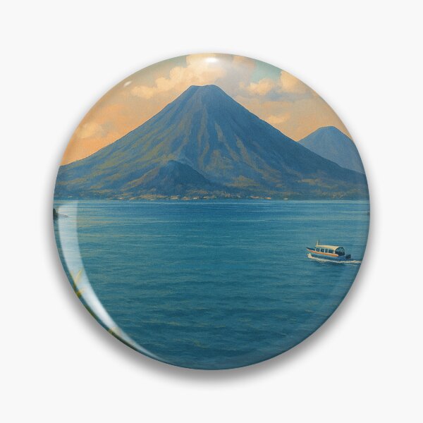 Item preview,  Lake Atitlán with Tropical Flowers and Volcano View designed and sold by Aryabek.