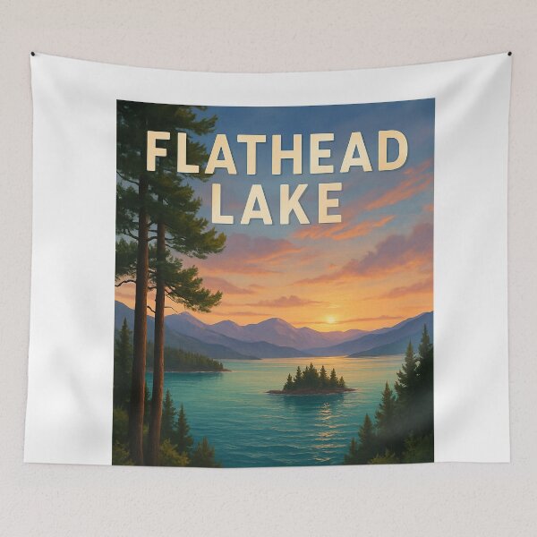 Item preview,  Sunrise Over Flathead Lake and Island Vista designed and sold by Aryabek.