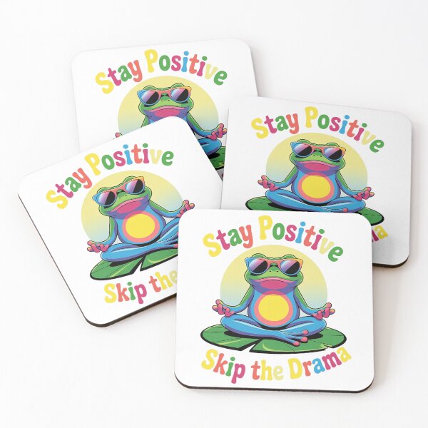 Item preview, Stay Positive Frog – Zen Frog Mindfulness Retro Style designed and sold by Tomasz  Siennicki.