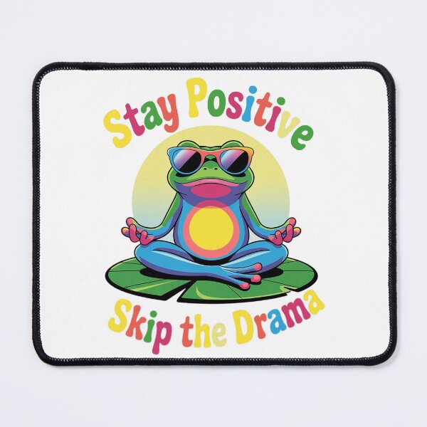 Item preview, Stay Positive Frog – Zen Frog Mindfulness Retro Style designed and sold by Tomasz Siennicki.