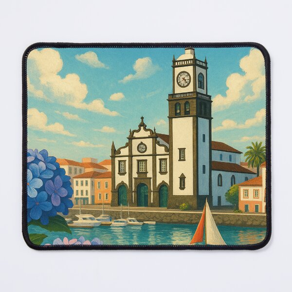 Item preview, Coastal Marina and Church, Ponta Delgada, Azores designed and sold by Aryabek.