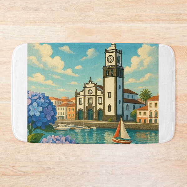 Item preview,  Coastal Marina and Church, Ponta Delgada, Azores designed and sold by Aryabek.