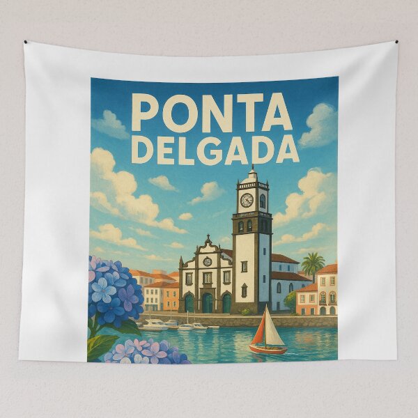 Item preview,  Coastal Marina and Church, Ponta Delgada, Azores designed and sold by Aryabek.