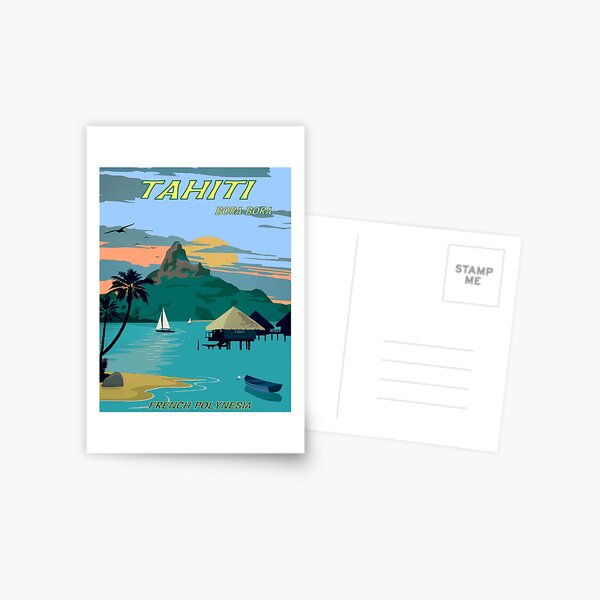 TAHITI: Vintage Travel to Bora Bora Advertising Print Carte postale