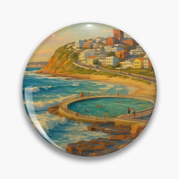 Item preview, Ocean Baths and Clifftop View, Newcastle Australia designed and sold by Aryabek.