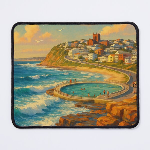 Item preview, Ocean Baths and Clifftop View, Newcastle Australia designed and sold by Aryabek.