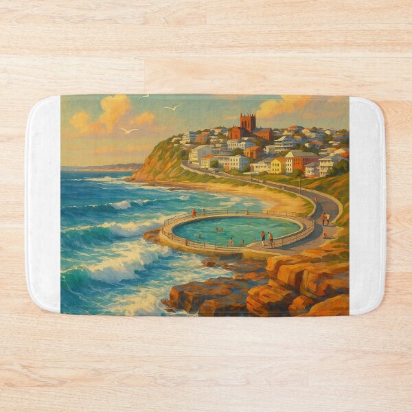 Item preview, Ocean Baths and Clifftop View, Newcastle Australia designed and sold by Aryabek.