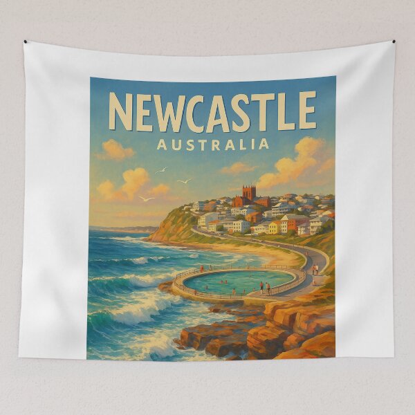 Item preview, Ocean Baths and Clifftop View, Newcastle Australia designed and sold by Aryabek.