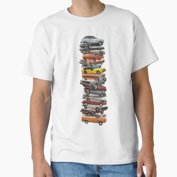 Item preview,  Stacked Cars T-Shirt – Retro Auto Pile-Up Art for Car Lovers designed and sold by Bigohobi.